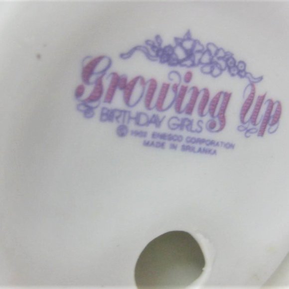 AGE 1 GROWING UP Birthday GIRL Enesco Age 1 Figurine Teddy Bear & #1 SIGN - Picture 3 of 5